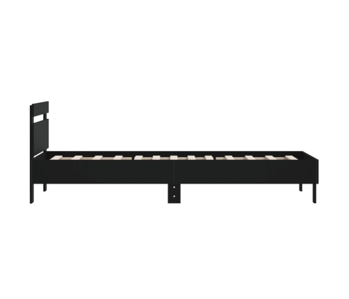 Estructura cama con cabecero madera ingeniería negro 100x200 cm