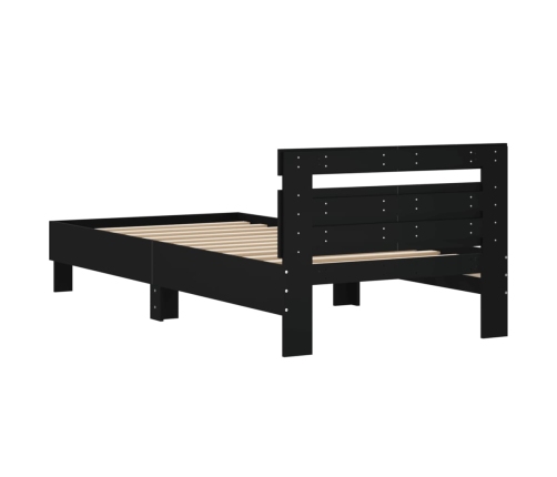 Estructura cama con cabecero madera ingeniería negro 100x200 cm