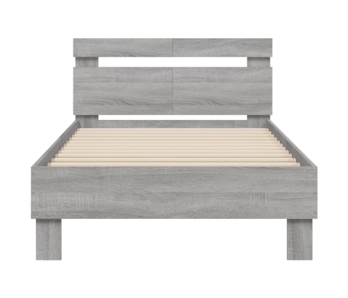 Cama con cabecero madera de ingeniería gris Sonoma 100x200 cm