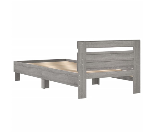 Cama con cabecero madera de ingeniería gris Sonoma 100x200 cm