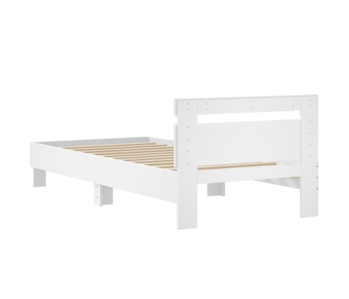 Estructura cama con cabecero madera ingeniería blanco 90x200 cm