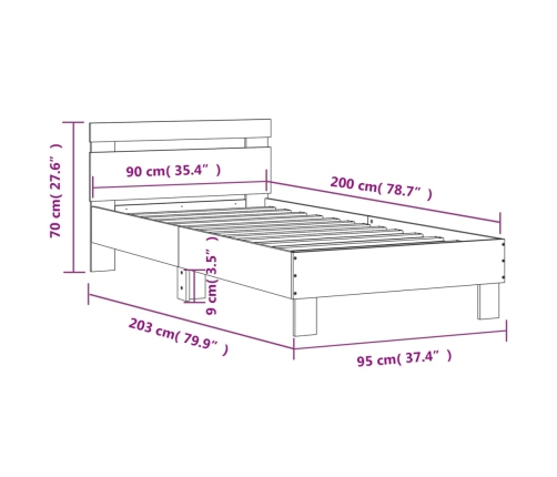 Estructura cama con cabecero madera ingeniería blanco 90x200 cm