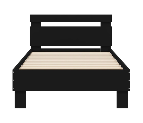 Cama con cabecero madera de ingeniería negra 90x190 cm