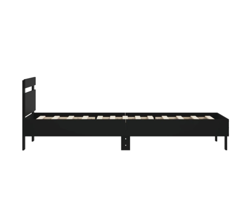 Cama con cabecero madera de ingeniería negra 90x190 cm