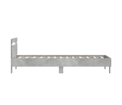 Cama con cabecero madera de ingeniería gris hormigón 90x190 cm