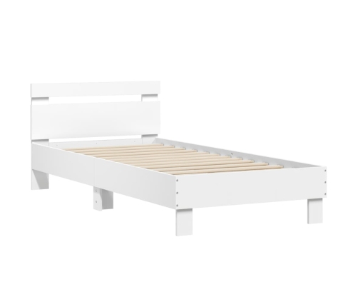 Estructura cama con cabecero madera ingeniería blanca 75x190 cm