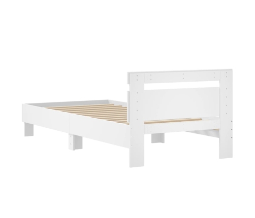 Estructura cama con cabecero madera ingeniería blanca 75x190 cm