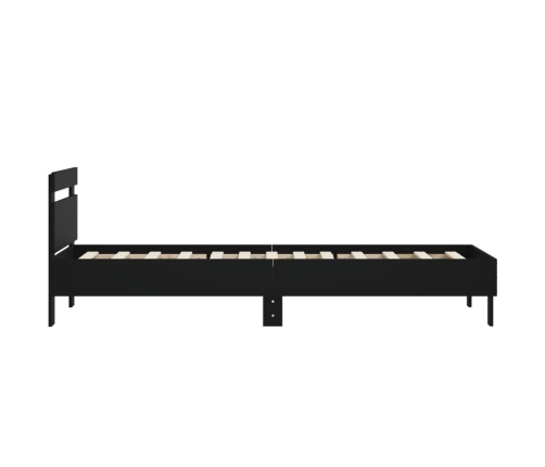 Estructura cama con cabecero madera ingeniería negra 75x190 cm