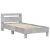 Cama con cabecero madera de ingeniería gris hormigón 75x190 cm