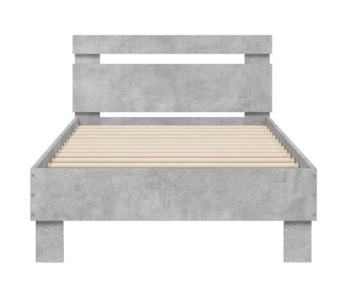 Cama con cabecero madera de ingeniería gris hormigón 75x190 cm