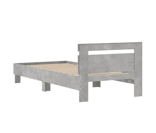Cama con cabecero madera de ingeniería gris hormigón 75x190 cm
