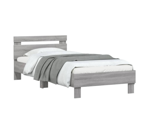 Cama con cabecero madera de ingeniería gris Sonoma 75x190 cm