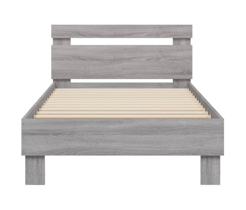 Cama con cabecero madera de ingeniería gris Sonoma 75x190 cm