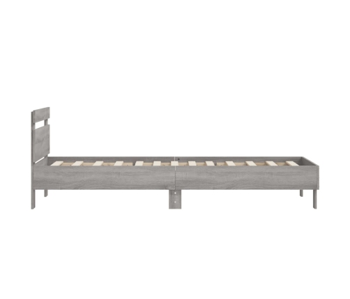 Cama con cabecero madera de ingeniería gris Sonoma 75x190 cm