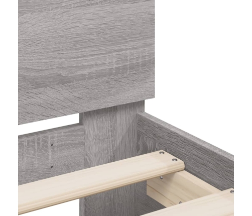 Cama con cabecero madera de ingeniería gris Sonoma 75x190 cm