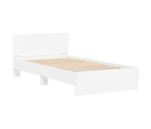 Estructura cama con cabecero madera ingeniería blanco 100x200cm