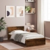 Cama con cabecero madera de ingeniería roble ahumado 100x200 cm