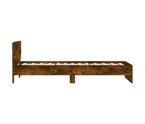 Cama con cabecero madera de ingeniería roble ahumado 100x200 cm