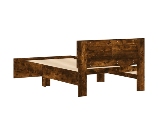 Cama con cabecero madera de ingeniería roble ahumado 100x200 cm