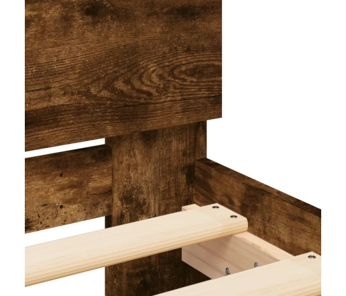 Cama con cabecero madera de ingeniería roble ahumado 100x200 cm