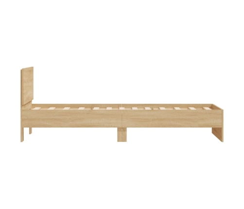 Estructura cama con cabecero sin colchón roble Sonoma 90x200 cm