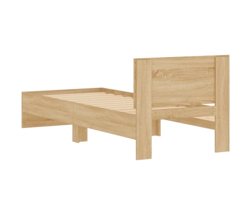 Estructura cama con cabecero sin colchón roble Sonoma 90x200 cm