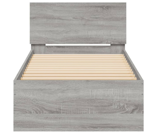 Cama con cabecero madera de ingeniería gris Sonoma 90x200 cm