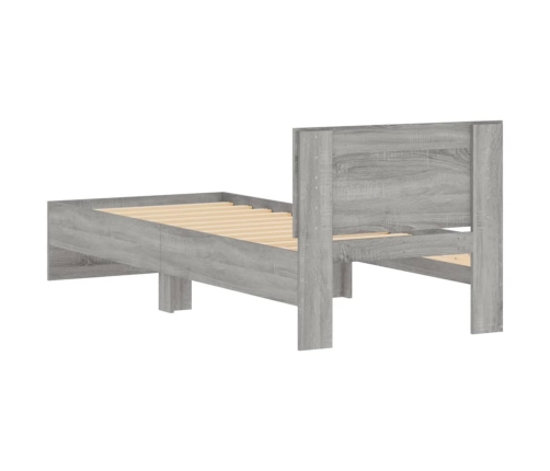 Cama con cabecero madera de ingeniería gris Sonoma 90x200 cm