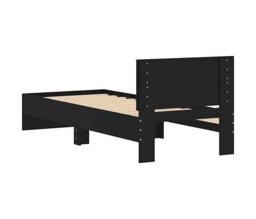 Cama con cabecero madera de ingeniería negra 90x190 cm