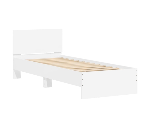 Estructura cama con cabecero madera ingeniería blanca 75x190 cm