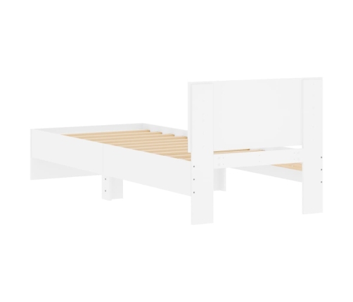 Estructura cama con cabecero madera ingeniería blanca 75x190 cm