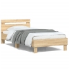 Estructura de cama cabecero luces LED roble Sonoma 100x200 cm