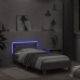 Estructura de cama cabecero luces LED gris Sonoma 100x200 cm