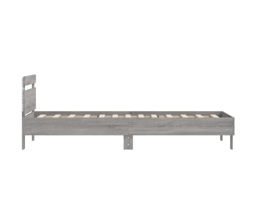 Estructura de cama cabecero luces LED gris Sonoma 100x200 cm