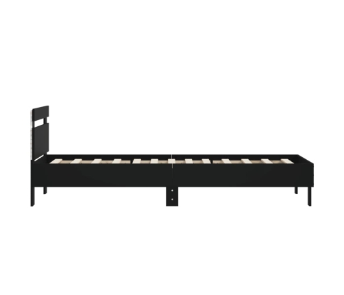 Estructura de cama con cabecero y luces LED negro 90x190 cm