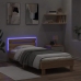 Estructura de cama cabecero luces LED roble Sonoma 90x190 cm