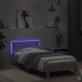 Estructura de cama cabecero luces LED gris hormigón 90x190 cm