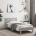 Estructura de cama cabecero luces LED gris Sonoma 90x190 cm