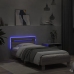 Estructura de cama cabecero luces LED gris Sonoma 90x190 cm