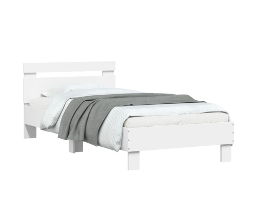 Estructura de cama con cabecero y luces LED blanco 75x190 cm