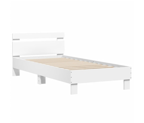 Estructura de cama con cabecero y luces LED blanco 75x190 cm