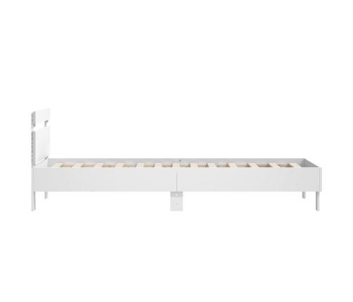 Estructura de cama con cabecero y luces LED blanco 75x190 cm