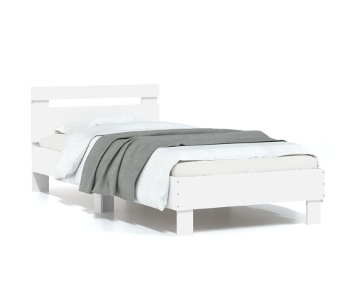 Estructura de cama con cabecero y luces LED blanco 75x190 cm