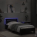 Estructura de cama con cabecero y luces LED negro 75x190 cm