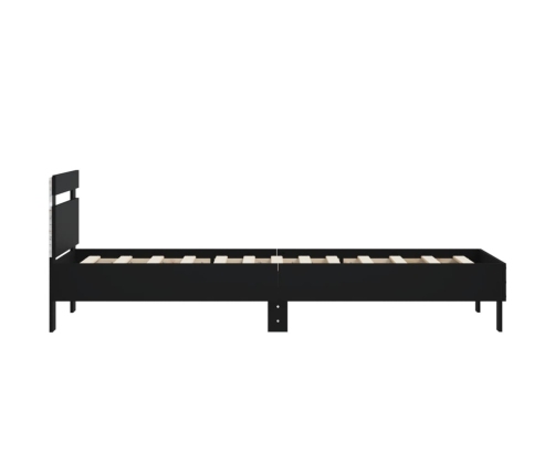 Estructura de cama con cabecero y luces LED negro 75x190 cm