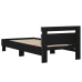 Estructura de cama con cabecero y luces LED negro 75x190 cm