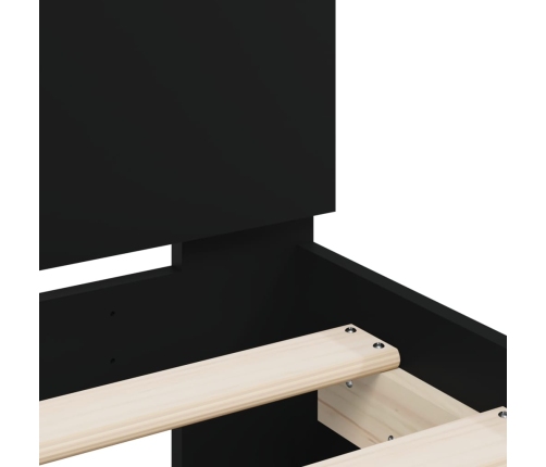 Estructura de cama con cabecero y luces LED negro 75x190 cm