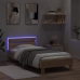 Estructura de cama cabecero luces LED roble Sonoma 75x190 cm