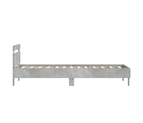 Estructura de cama cabecero luces LED gris hormigón 75x190 cm