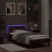 Estructura de cama cabecero luces LED roble ahumado 75x190 cm